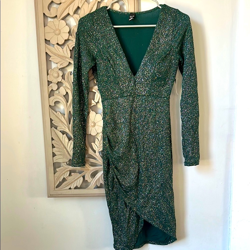 NWT- Windsor- Elegant Green Long Sleeve Dress